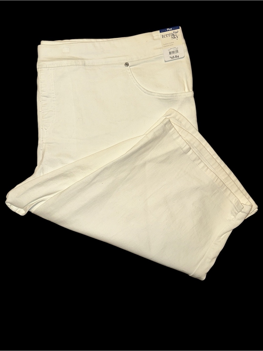 Terra & Sky White Tummy Control Comfort Waist Denim Capri Plus Size 4X NWT